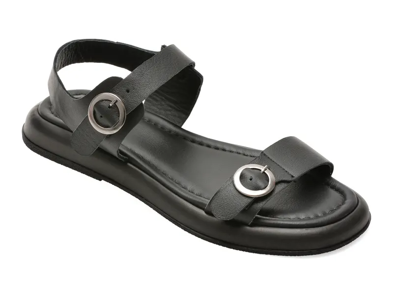 Sandale negre, 1914224, din piele naturala