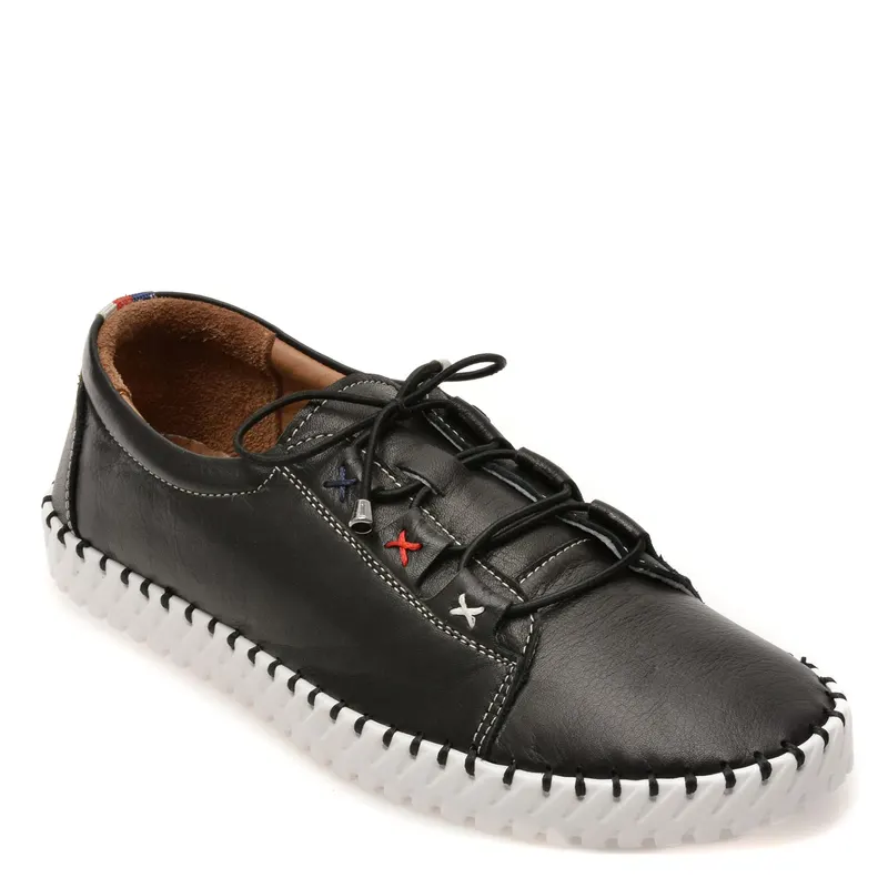 Pantofi sport negri, EV2950, din piele naturala
