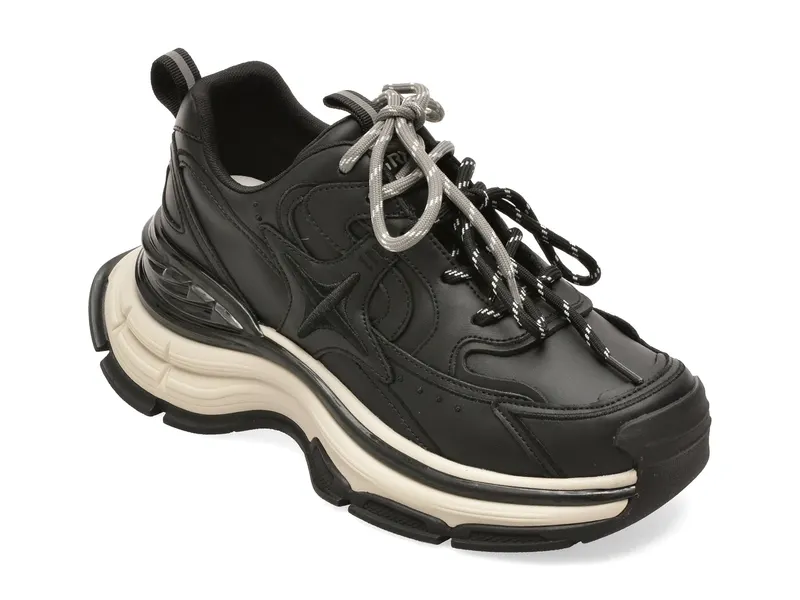 Pantofi sport negri, 7190, din piele naturala
