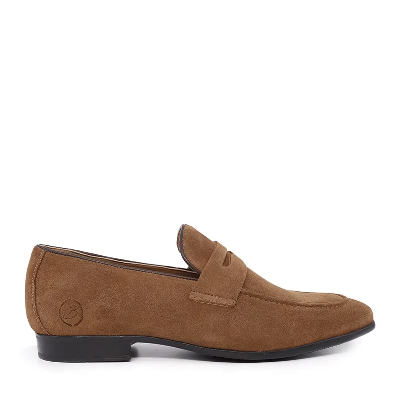 Pantofi loafers bărbați cognac din piele întoarsă 2169BM8100VCO