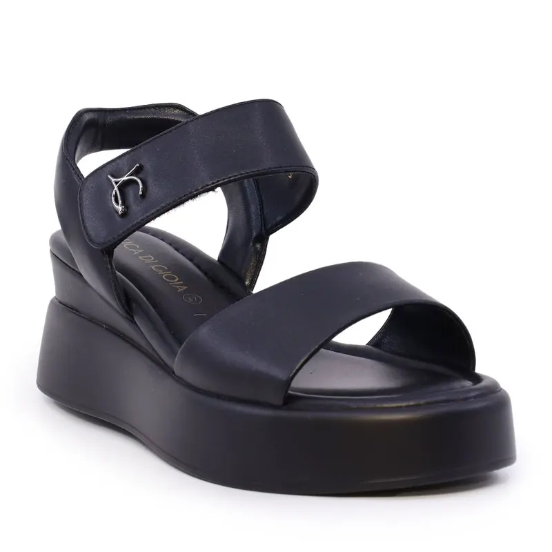 Sandale cu platformă femei Luca di Gioia negre din piele 1291DS1441N — imaginea 2