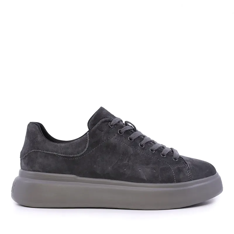 Sneakers ușori bărbați gri din piele întoarsă 1922BP0079VGR
