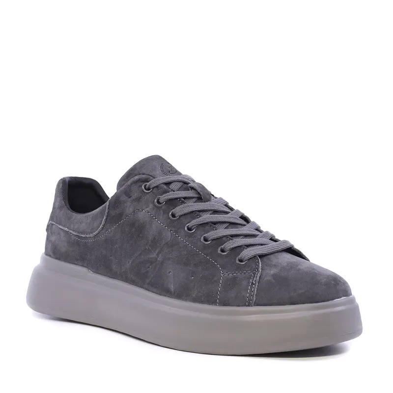Sneakers ușori bărbați gri din piele întoarsă 1922BP0079VGR — imaginea 2