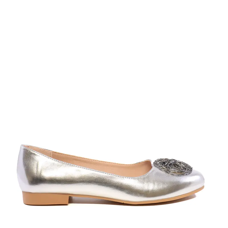 Balerini cu accesoriu deco femei Solo Donna argintii 1169DB4100AG