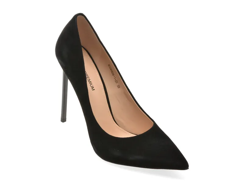 Pantofi eleganti EPICA PREMIUM negri, 249836, din piele intoarsa