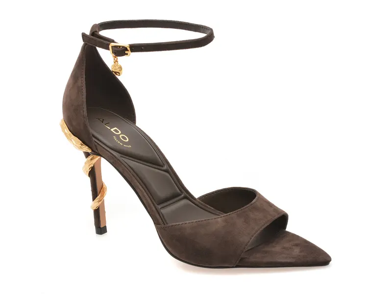 Sandale elegante maro, MEDEZA 201, din piele intoarsa