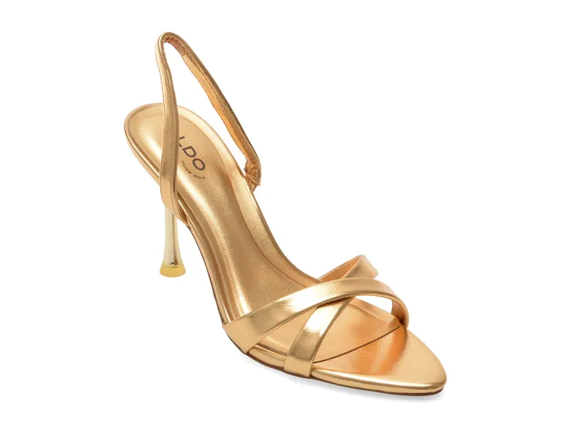 Sandale elegante aurii, ELERA 711, din piele ecologica