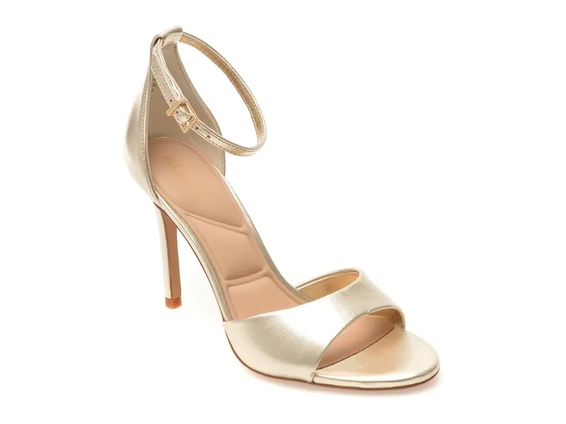 Sandale elegante aurii, CRERIDE 711, din piele naturala