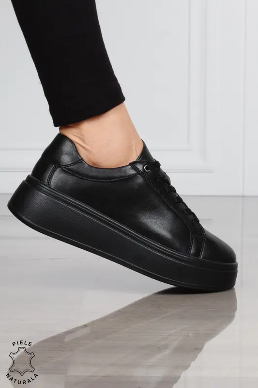 Pantofi Casual DAMA din PIELE Naturala CRL1517 NEGRU