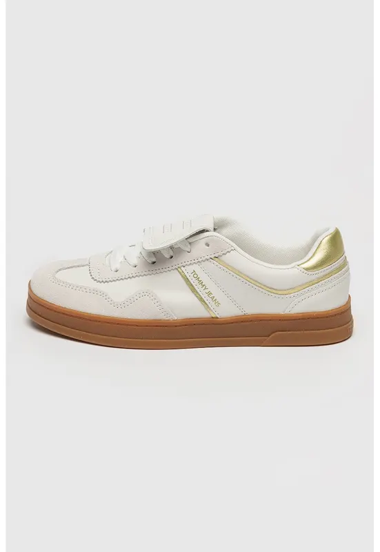 Pantofi sport din piele cu clapa The Greenwich - Alb/Auriu