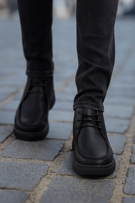 Ghete Casual de Barbati din Piele Negru - Mirko