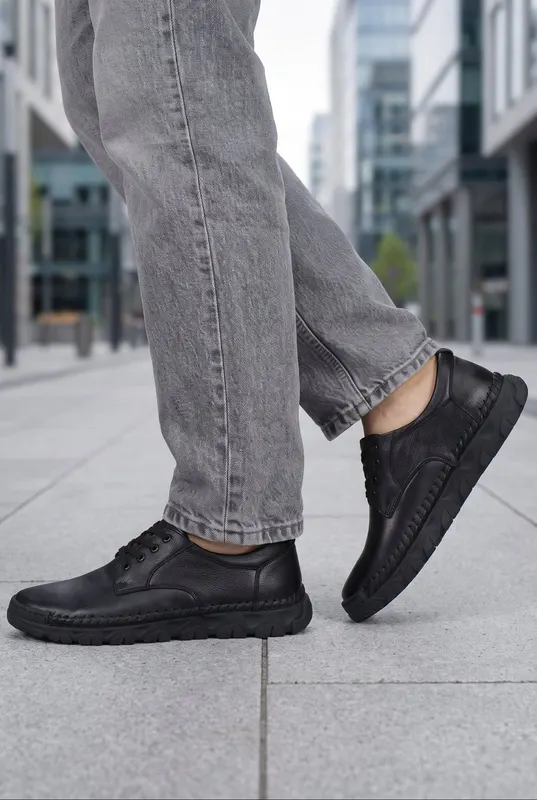 Pantofi CONFORT-Casual din Piele Negri - GENZE BLACK