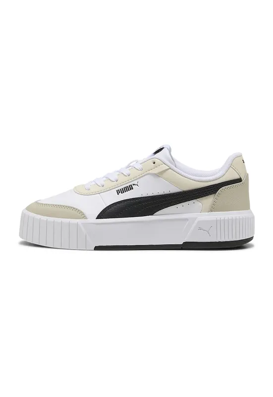 Pantofi sport low-cut Carina Mia cu talpa plata - Alb/Alb fildes/Negru