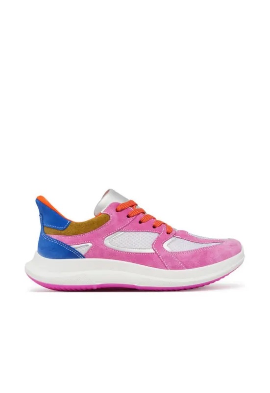 Pantofi sport dama - 12-14204-16 - Piele naturala - 37 EU - Alb/Roz - Alb/Roz