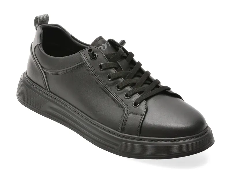 Pantofi sport negri, 59716, din piele naturala