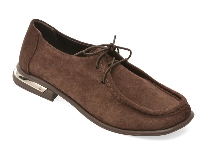 Mocasini maro, 25308, din piele intoarsa