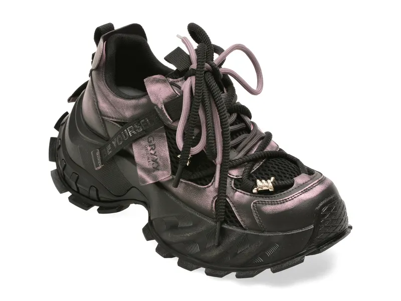 Pantofi sport negri, Q2576, din material textil