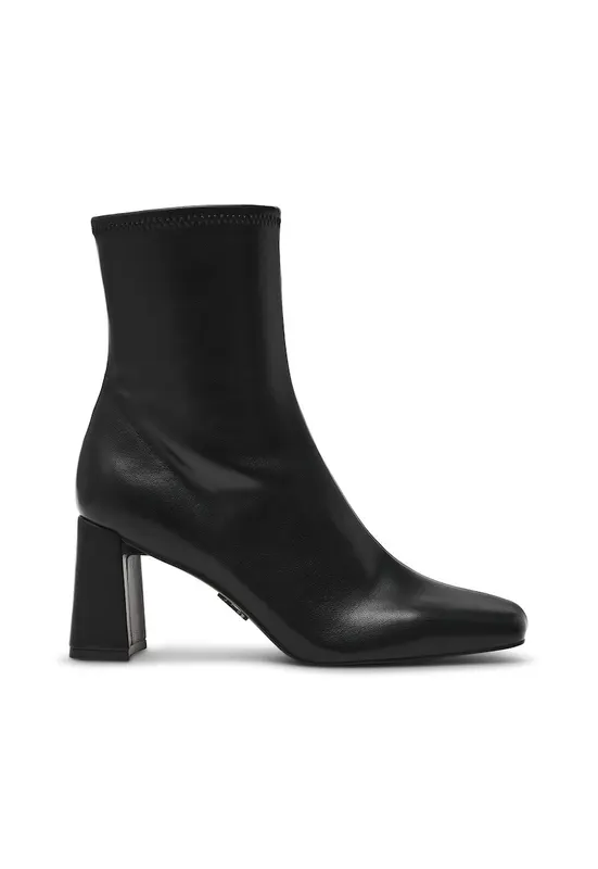 Botine de piele ecologica cu toc masiv Odesa - Negru