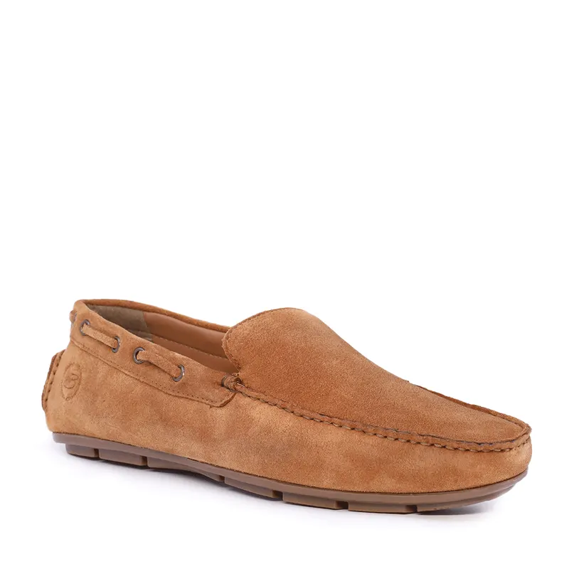 Mocasini bărbați cognac din piele întoarsă 909bm7617vco — imaginea 2