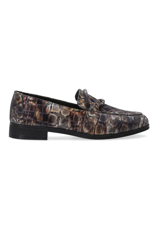 Pantofi loafer din piele lacuita - Negru/Maro