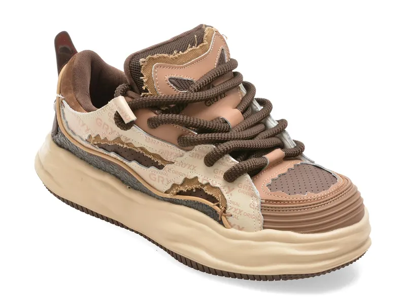 Pantofi sport GRYXX maro, 25081, din piele naturala