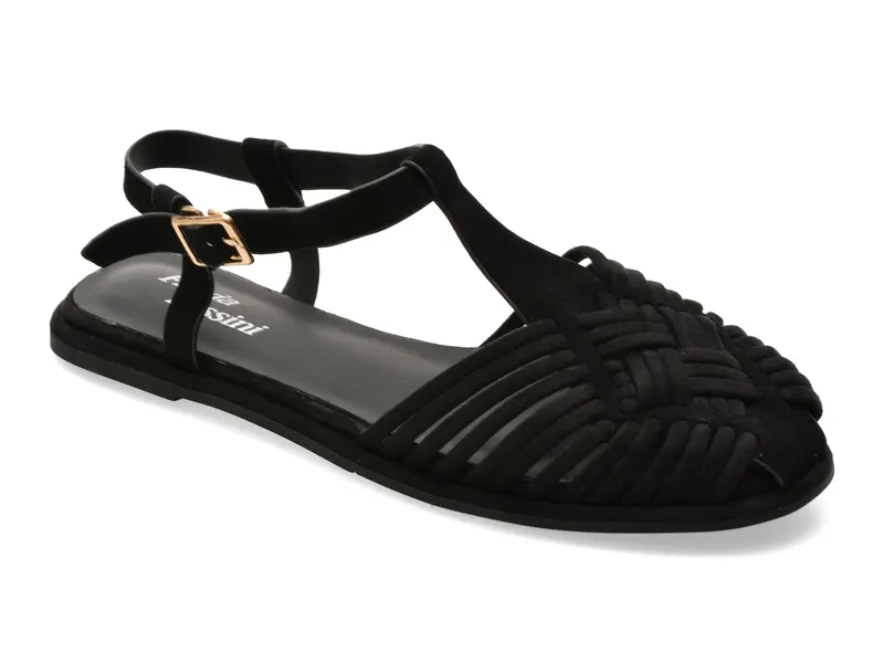 Sandale FLAVIA PASSINI negre, A397, din material textil si piele naturala
