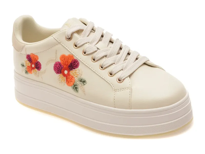 Pantofi sport albi, GLENORAN 185, din piele ecologica