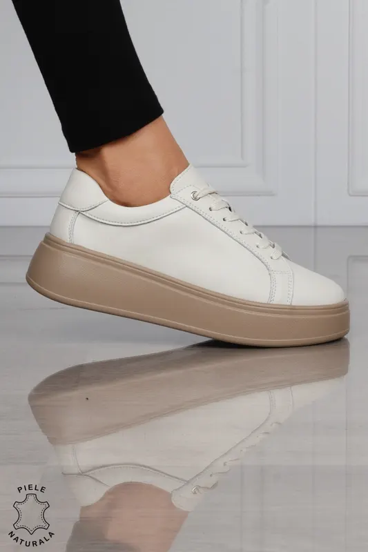 Pantofi Casual DAMA din PIELE Naturala CRL1517 BEJ