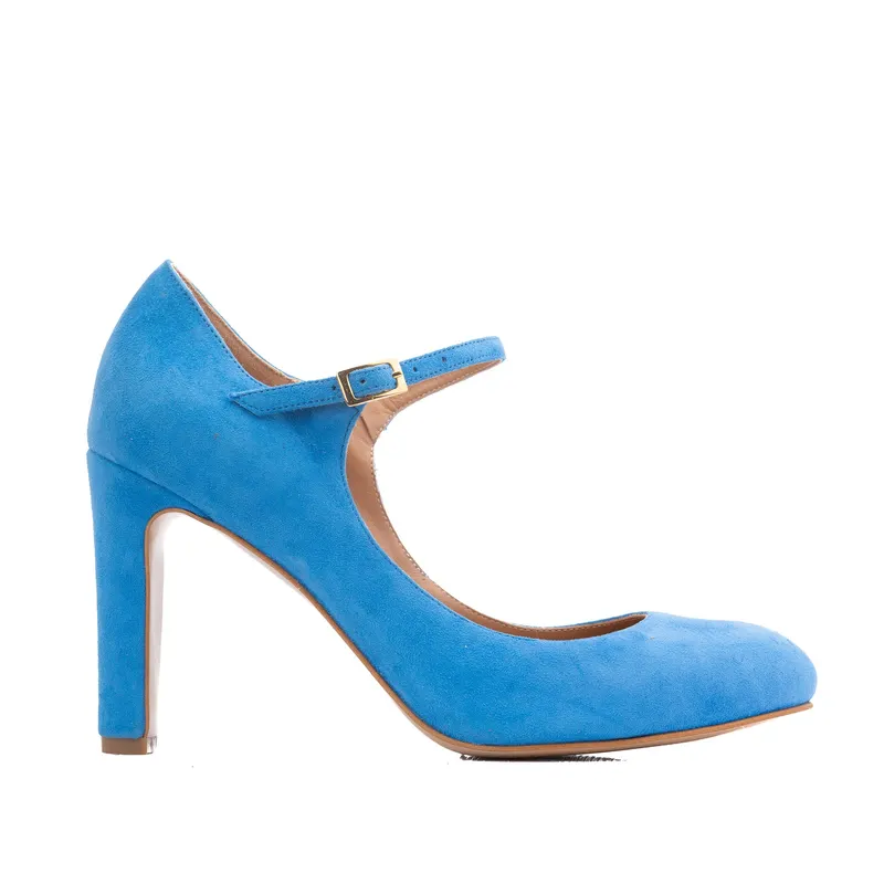 Pantofi Lydia Piele Intoarsa, Albastri - 35 / 9.5 cm - Subtire