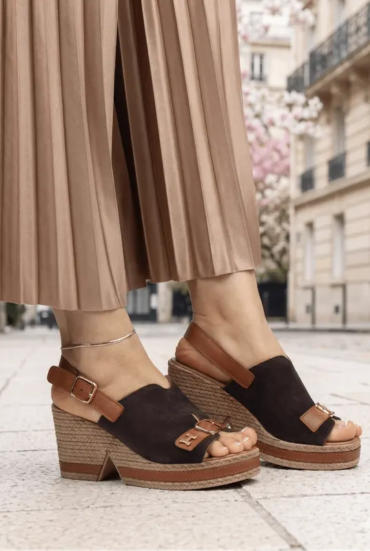 Sandale din Piele Maro cu Talpa Ortopedica - ZINY BROWN