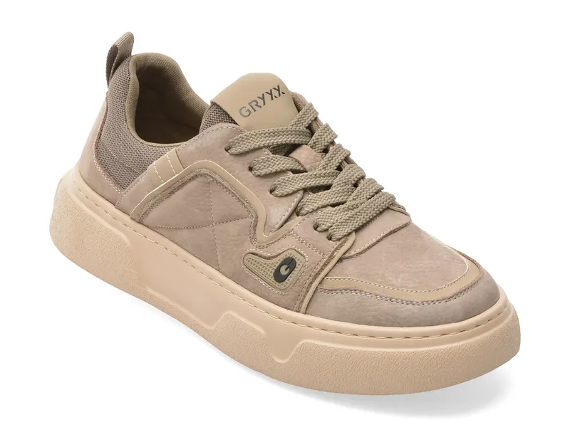 Pantofi sport gri, 52312, din piele naturala