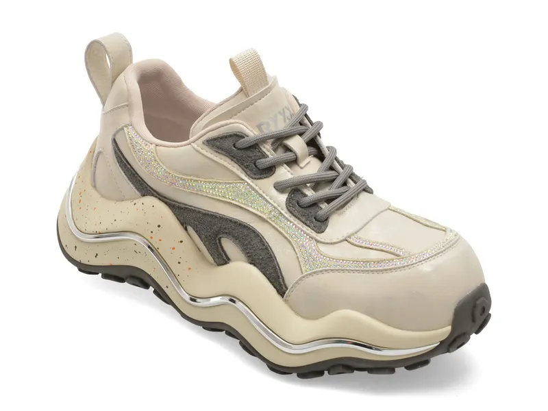 Pantofi sport bej, 251029, din piele naturala