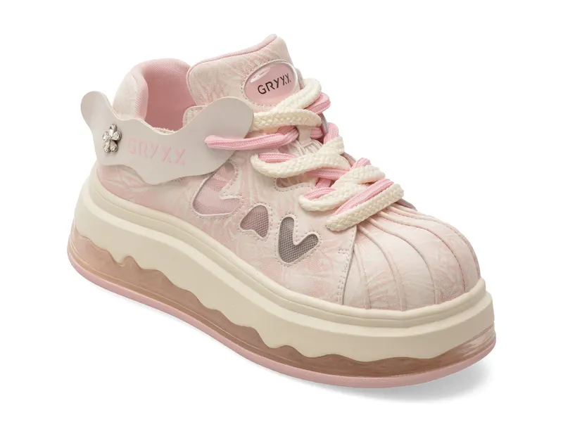 Pantofi sport roz, 55177, din piele naturala