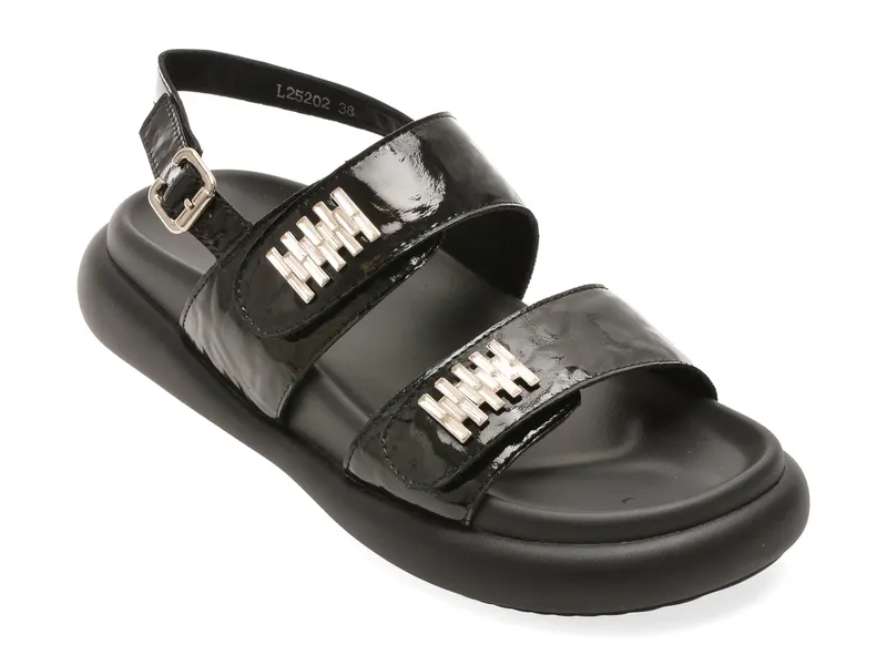 Sandale negre, 25202, din piele naturala