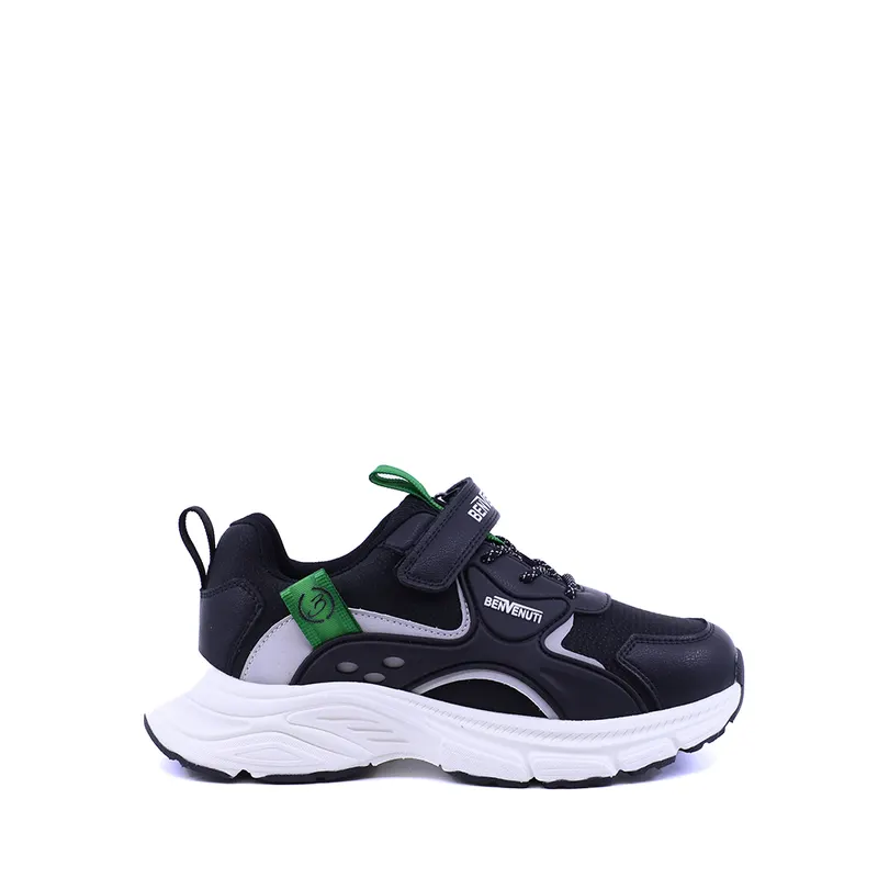 Sneakers baieți negri din piele