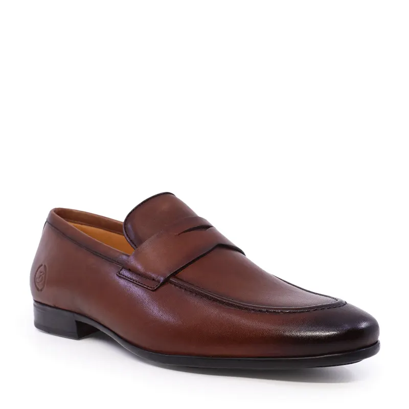 Pantofi loafers bărbați maro din piele 2169BM6300M — imaginea 2