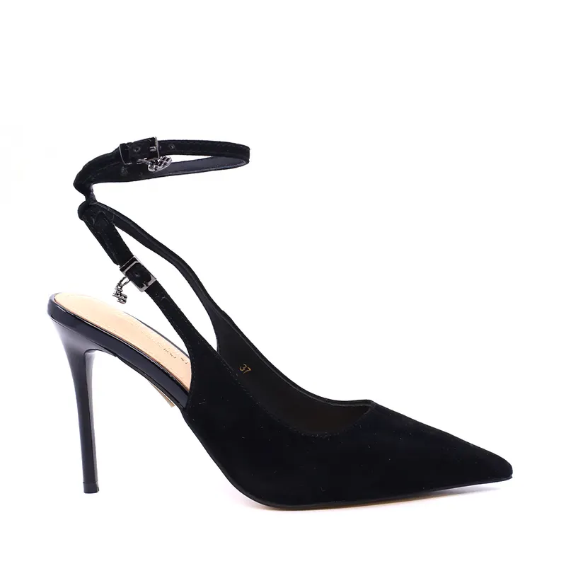 Pantofi stiletto slingback femei Enzo Bertini negri din piele întoarsă 1391dd9371vn