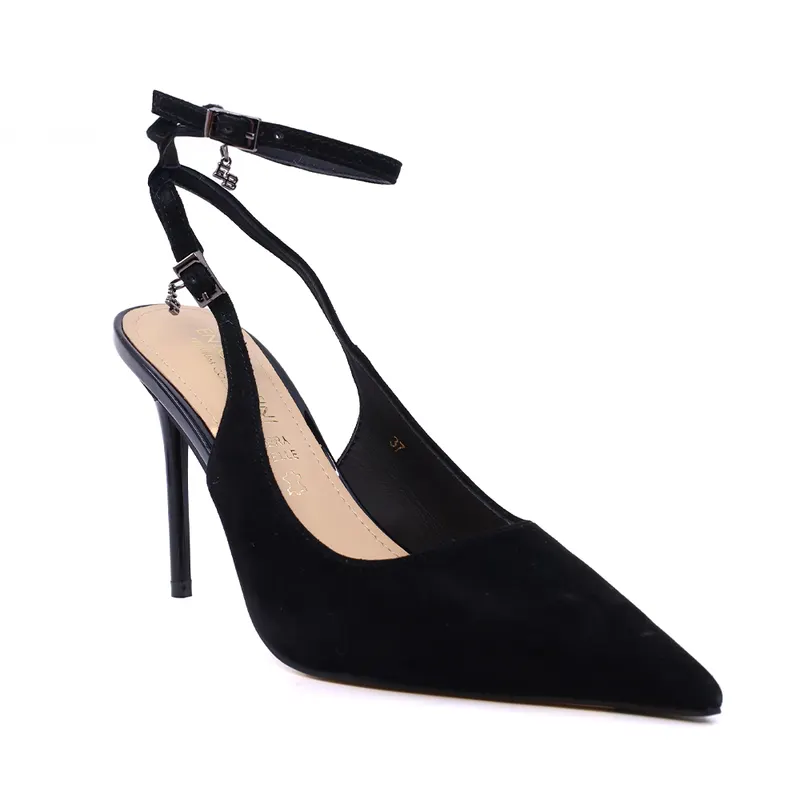 Pantofi stiletto slingback femei Enzo Bertini negri din piele întoarsă 1391dd9371vn — imaginea 2
