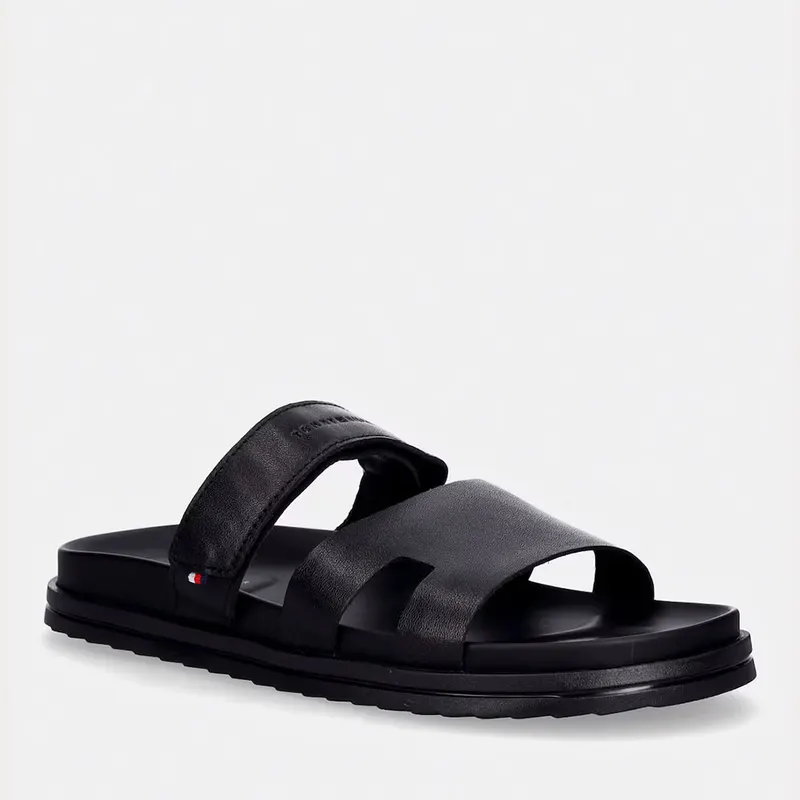 Saboți bărbați Tommy Hilfiger negri din piele 3411BST5773N — imaginea 2