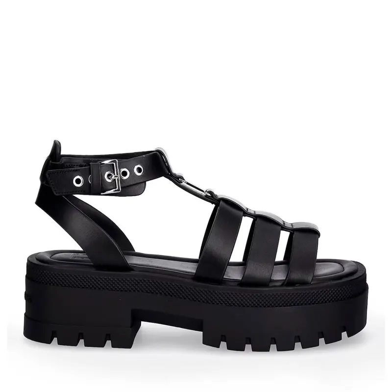 Sandale chunky femei Tommy Jeans negre din piele 3411DS2943N