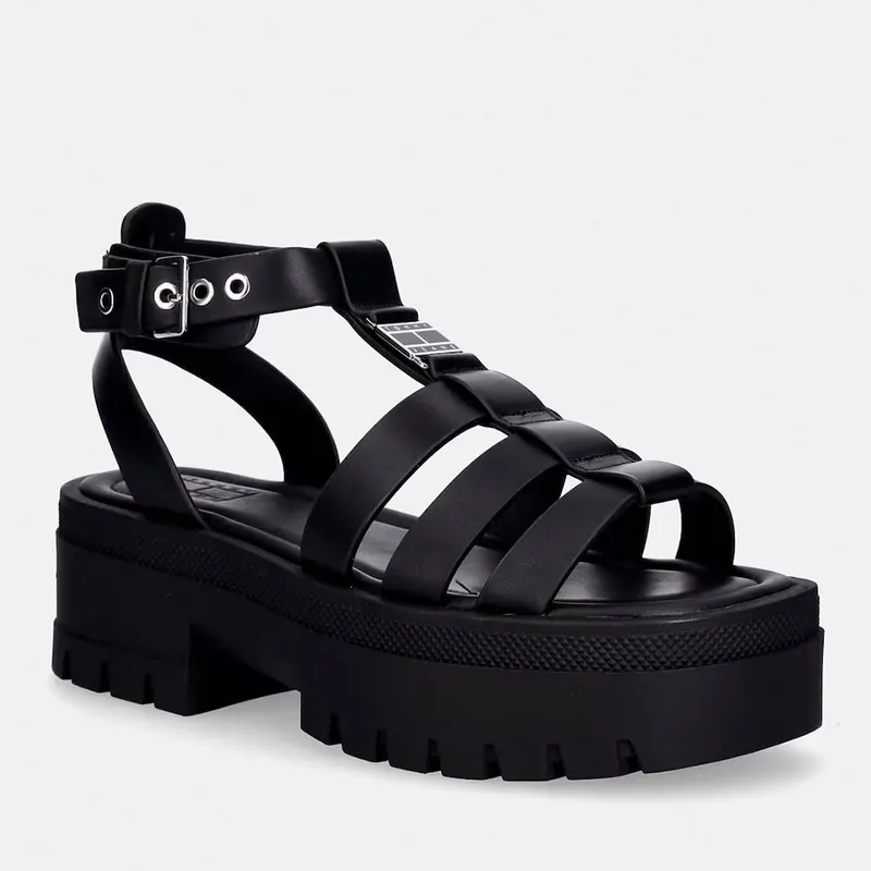 Sandale chunky femei Tommy Jeans negre din piele 3411DS2943N — imaginea 2