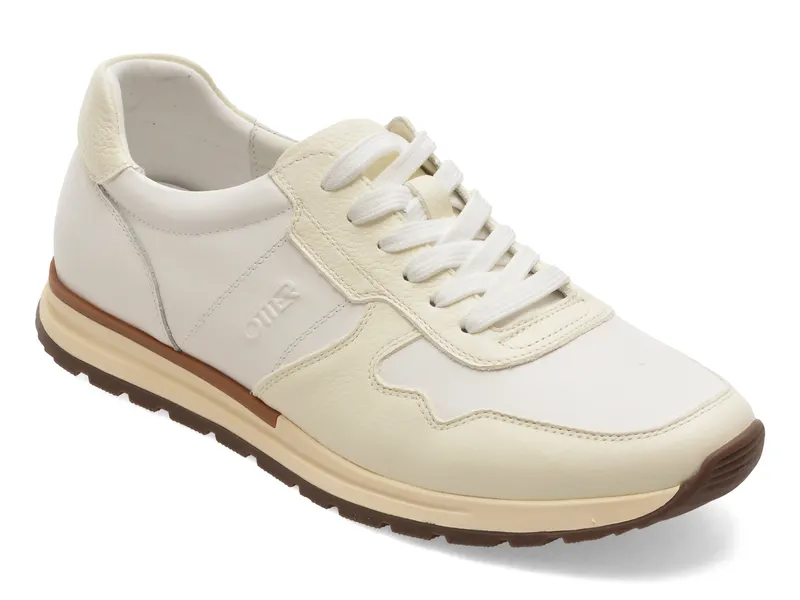 Pantofi sport albi, 63512, din piele naturala