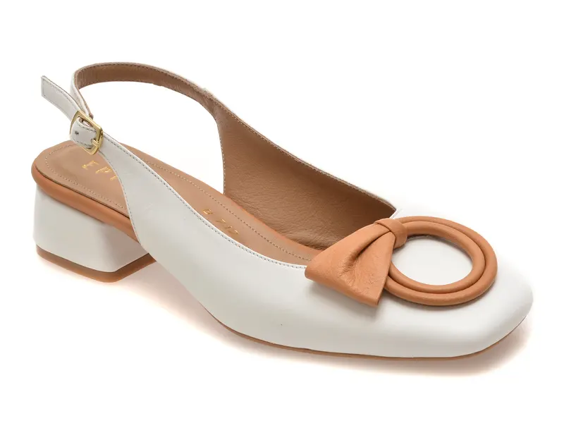 Pantofi eleganti EPICA albi, 669B712, din piele naturala