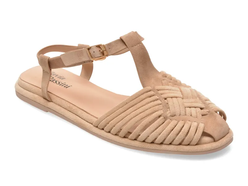 Sandale FLAVIA PASSINI bej, A397, din material textil si piele naturala