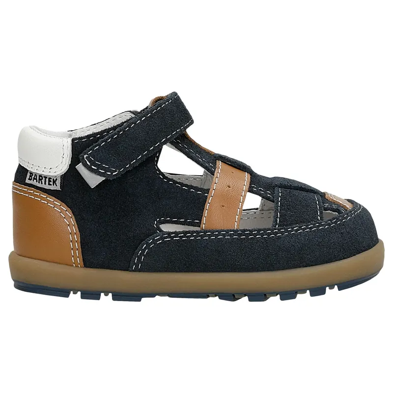 Sandale băieți bleumarin-maro din piele naturală BARTEK 86005-86