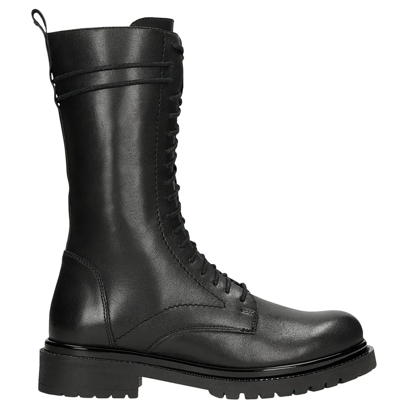 Ghete biker negre din piele cu fermoar