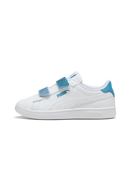 Pantofi sport cu detalii contrastante si banda velcro stralucitoare Smash 3.0 - Alb optic/Albastru petrol