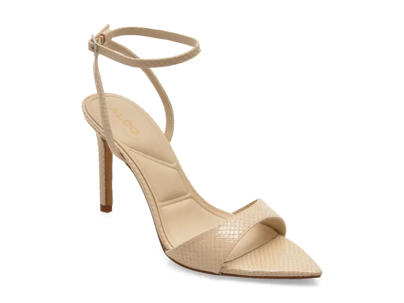 Sandale elegante bej, LEANDRA 108, din piele ecologica