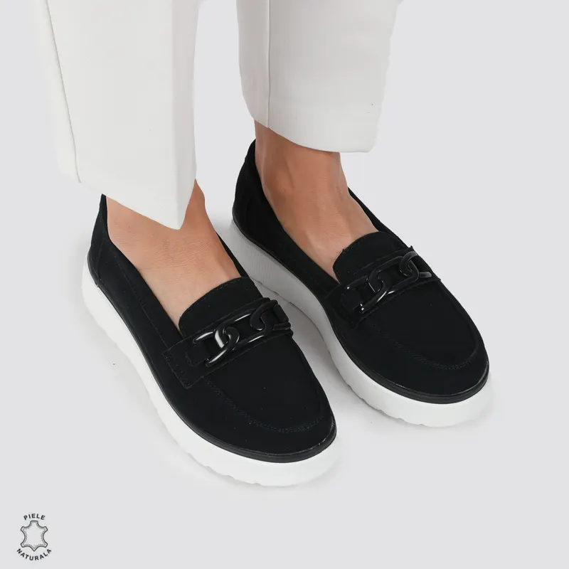 Mocasini dama din piele naturala Intoarsa CRL0786 BLEUMARIN