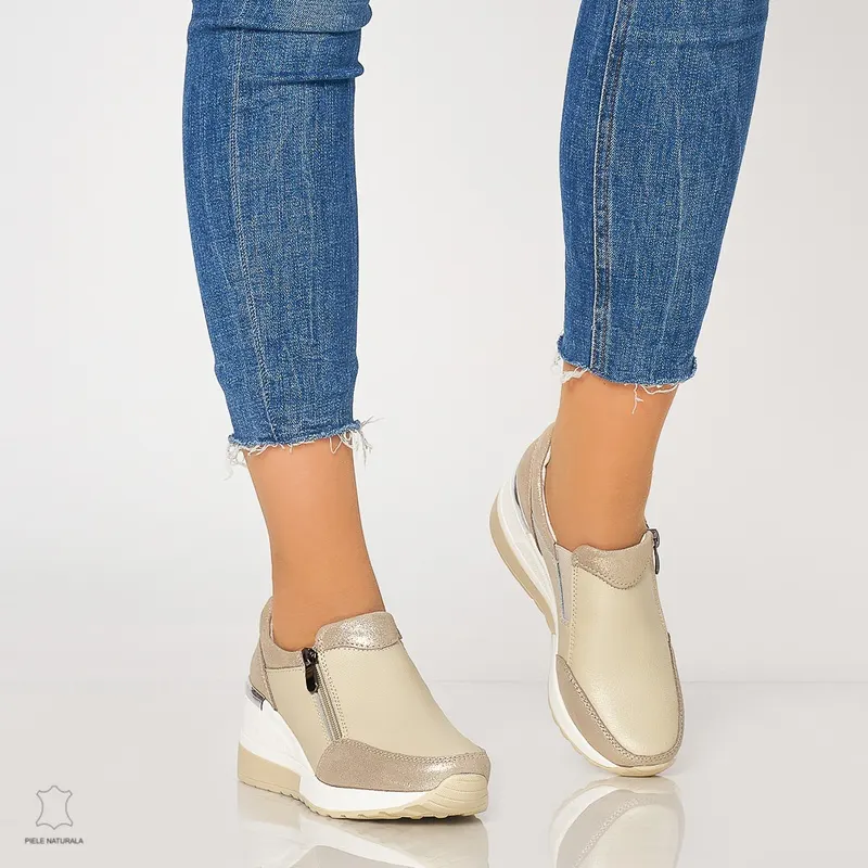 Pantofi Casual Dama Piele Naturala CRL0072 BEJ